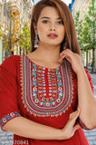 Maroon Rayon Anarkali Kurti Dress, embroidered, A-line silhouette, 3/4 sleeves, ideal for office or casual wear