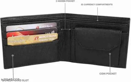Violet faux leather men's wallet with 3 compartments, stylish and sophisticated design, perfect for gifting or personal use