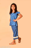 Cotton printed top and pants set for girls aged 3-14, Indian fashion clothing on display