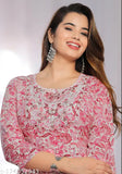 Stylish purple rayon embroidery gown, ideal for parties and festivals, features three-quarter sleeves and is made with high-grade materials in India