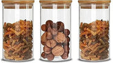 Clear glass kitchen storage jar set with bamboo lids (3-pack, 1400ml each), airtight and multi-functional