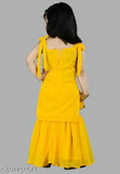 Stylish ethnic Georgette sharara set, sleeveless with embellished pattern, suitable for mehndi functions. India origin" (117 characters)
