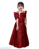 Silk blend long gown for kids, attractive party wear dress for girls' birthdays or special occasions. Single size available in 3-4 years (22in bust, 32in length) and 4-5 years (24in bust, 34in length)