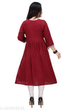 Soft cotton blend Naira cut Kurta for beautiful women, solid color with three-quarter sleeves and side slits. Perfect gift for any occasion. Made in India