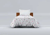 White microfiber floral print comforter, 150 GSM, single bed (54x88 inches), made in India