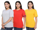 Cotton blend solid 404 SHAUN women's short-sleeve t-shirt, Indian brand for casual style