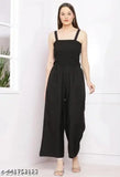 Beautiful crepe sleeved jumpsuit with shrug for girls, solid polyester in classical style