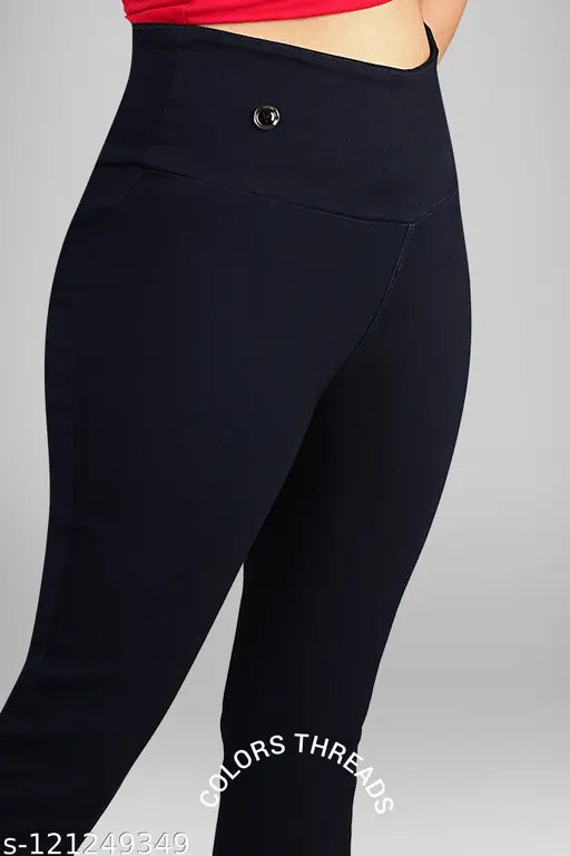 Black denim high waist jegging for women - Solid, stretchable, machine washable