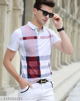 Men's cotton regular t-shirt, short sleeves, printed pattern. M size: 17in chest, 27in length. Made in India