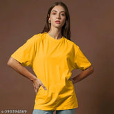 Oversized cotton blend t-shirt for women, solid color, trendy and fashionable, made in India