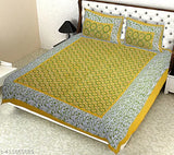 100% cotton Rajasthani Jaipuri double bedsheet set in vibrant ethnic motifs, 2 pillow covers, 180TC, ideal for summer