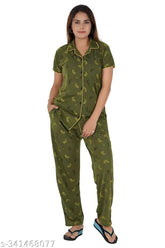 Girls/Women's printed cotton pyjama set, soft sinker cotton, free sizes, long-lasting comfort, stylish and sensual bedroom nightwear