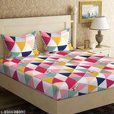 Azure Glace Cotton summer sheets set (2 bedsheets, 4 pillow covers), geometric print, superfine quality for adults