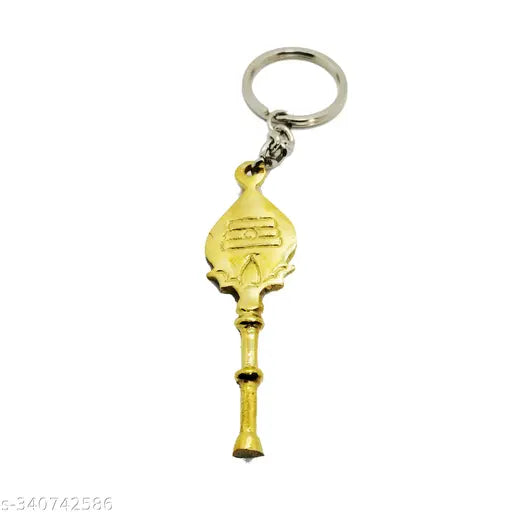 Brass Murugan keychain, sacred OM symbol for Hindu car decoration