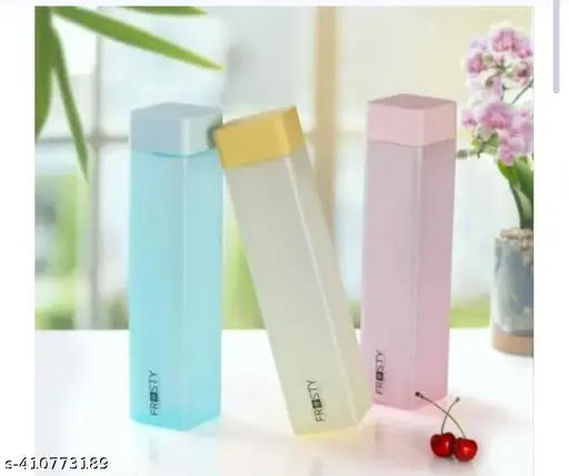 Blue multi-colored, leak-proof, food-grade plastic water bottles with soft mat finish, suitable for fridge storage (6 pack)