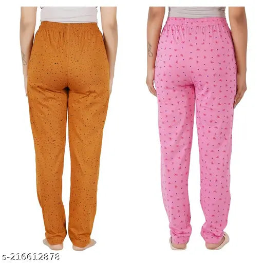 Cotton blend maxi length Radhika women's lower track pant pyjama with both pockets and zip - vibrant animated characters print, 2-pack from India