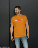 Mustard printed cotton t-shirt for men, short sleeves, new summer collection, high-quality print, India