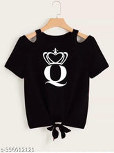 Trendy pink-queen printed lycra crop top for women, short sleeves, size L