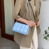 Textured PU leather checker pattern shoulder crossbody messenger bag, available in blue, green, brown, or purple