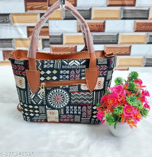 Black printed cotton sling bag, exquisite handwork, perfect for parties, weddings, and everyday elegance