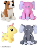 Adorable Pink Unicorn & Grey Elephant (25-30 CM), handcrafted soft toys for kids' playtime, India origin