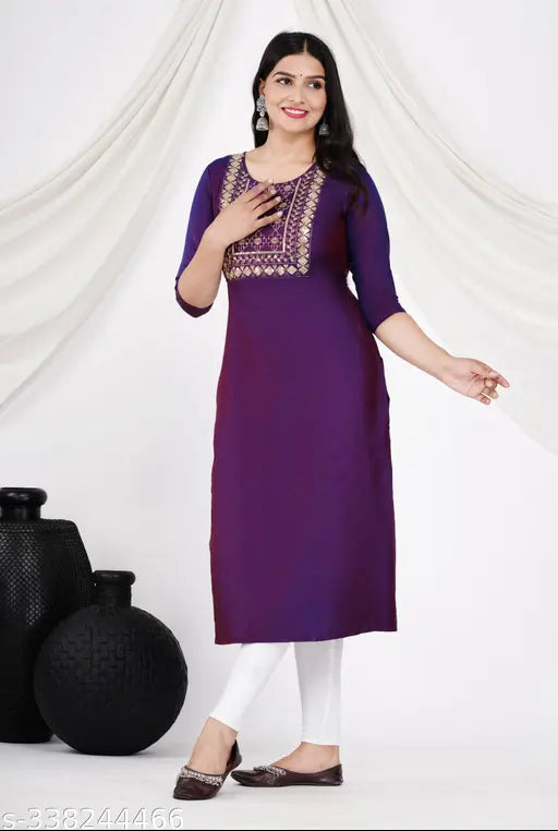 Banarasi Silk A-line embroidered retro kurti for women in various sizes, showcasing intricate Sequence work