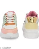 Multicolor synthetic kids sneakers, rubber sole, lace-up design - OXPAL latest girls casual shoes