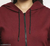 Fleece women's plus size winter warm hoodies & sweatshirts, solid color design for cold weather, XXL (Bust 44in, Length 25in), XXXL (Bust 46in, Length 25in) - made in India