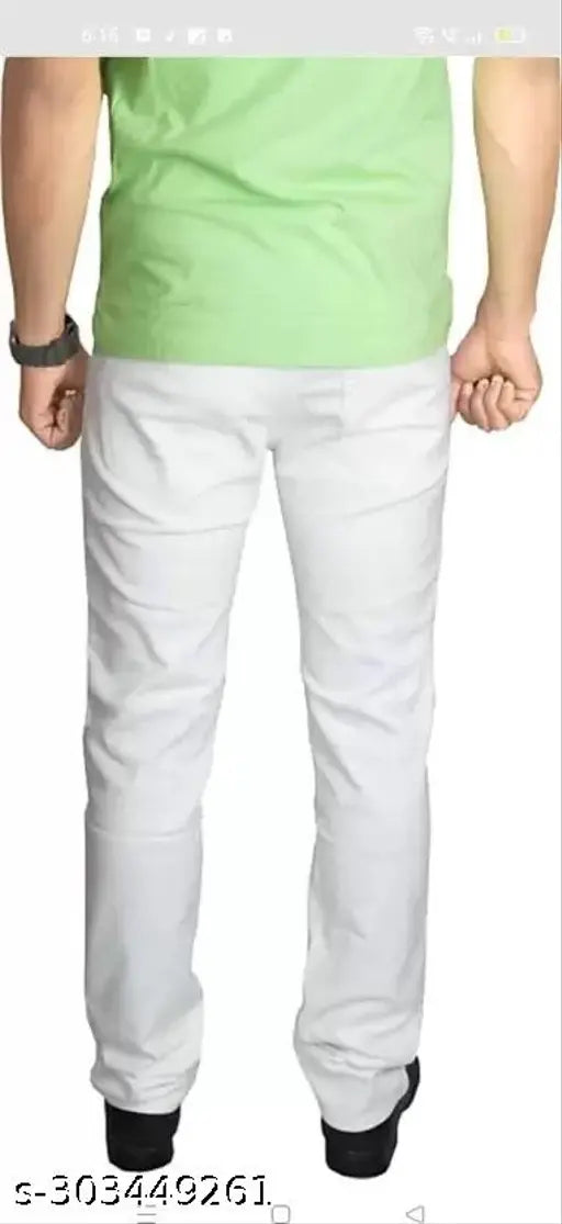 MARKVIEW Men's white denim skinny fit jeans, comfortable and stylish, size 26-32 inches, India origin