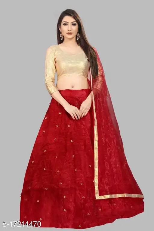 Art Silk Women's Lehenga, Net bottom & dupatta, Indian semi-stitched fashion