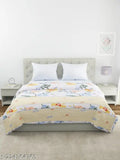 Glace cotton, double quilted floral reversible comforter bedspread, ideal for mild winter, machine washable