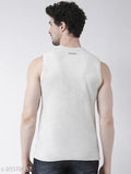 Grey cotton men's sleeveless t-shirt, solid design for stylish comfort