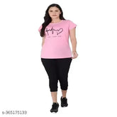 Women's cotton nightwear set, printed capris and short-sleeved t-shirt with pockets and elasticated waistband, colorful print for comfortable home wear