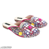 Embellished net slip-on flat by RK Enterprises, stylish women's footwear from Unthread India