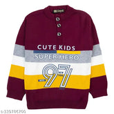 Colorblocked wool winter sweater for kids, 7-8 years, Indian origin