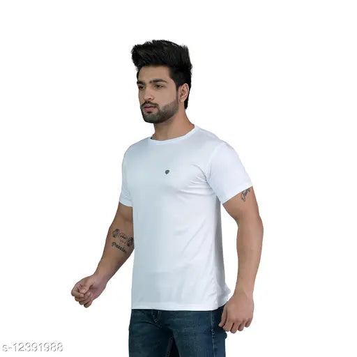 Leebonee men's solid polyester dry-fit t-shirt, short sleeves, available in sizes M-4XL from India