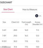 White cotton kids denim jacket, solid pattern with long sleeves, sizes 5-6 (bust 28in, length 16in), 7-8 (bust 29in, length 16in), 9-10 (bust 30in, length 16in), 11-12 (bust 31in, length 16in), made in India