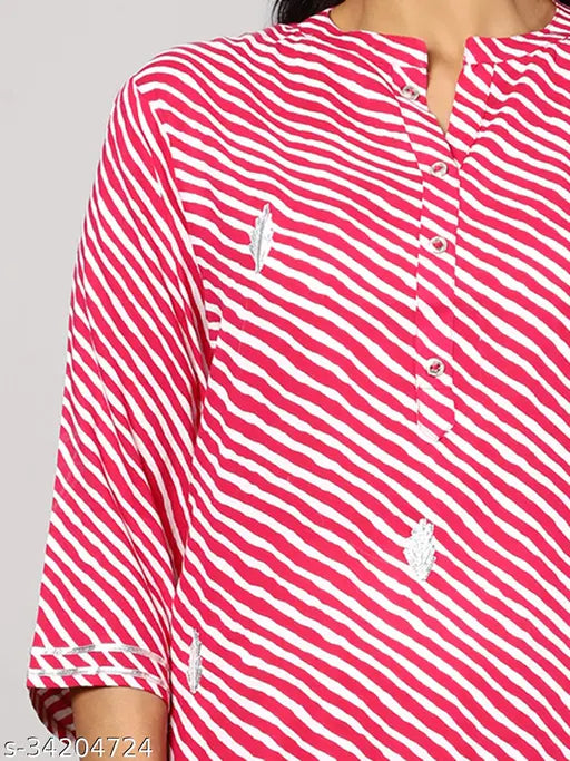 Fabulous cotton women's kurta set with palazzo and dupatta, three-quarter sleeve length, printed net design, single size, origin India