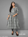 Cotton printed Anarkali kurtis for women, three-quarter sleeves, Indian ethnic wear in M, L, XL sizes