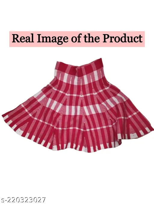 Red and white striped wool plaid high waist mini skirt with sleeveless top for women's casual wear, daily party or tennis/badminton