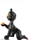 Brass black multi-colored hand-painted modern Krishna idol, full makeup Bal Gopal statue for pooja puja ghar decor. Indian religious figurine for Janmashtmi festival (8x5x8 cm)