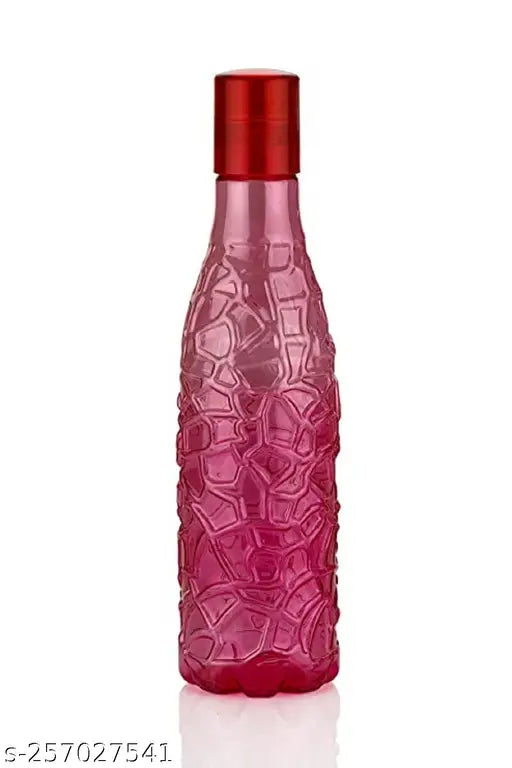 Multi color zig zag pattern BPA-free plastic water bottles (1L, set of 6 pieces) for fridge storage