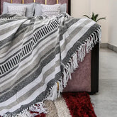 Multicolor striped breathable soft cotton throw, 150cm x 125cm (60 x 50 inch), with tassels - 100% cotton for multipurpose comfort and elegance