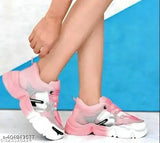 Luxury pink rainbow canvas sneakers for women, featuring printed net design and round toe. Perfect for casual wear or any occasion. Made in India (Size: 3, 4, 5, 6, 7, 8)