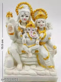 White poly resin Shiv Pariwar outdoor figure, 4cm tall and 10cm wide, from India
