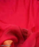 Golden Zari border chiffon saree for women, free size, traditional Indian wear with running blouse