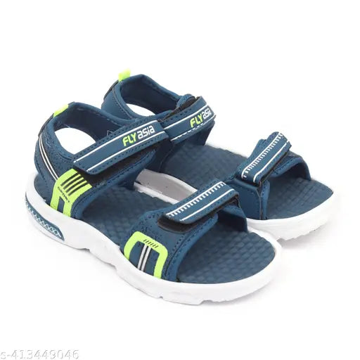 Synthetic trendy sandals for kids aged 5-12 years, printed net design with Velcro fastening, perfect for comfortable play
