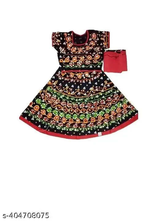 Embellished cotton lehenga, choli & dupatta set for girls (0-6M, 6-12M, etc). Traditional garba dance costume. Indian mirror work, ready to wear