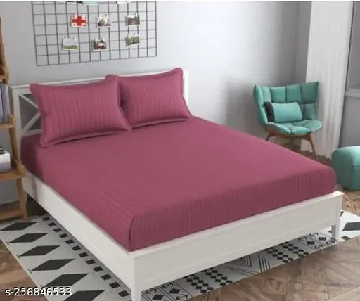 Premium cotton striped flat sheets, superfine quality double bed set for summer, adult use by CottonDreamz