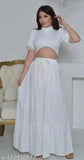 Stylish white rayon skirt for women and girls, solid pattern, self-design, fashionable and relaxing